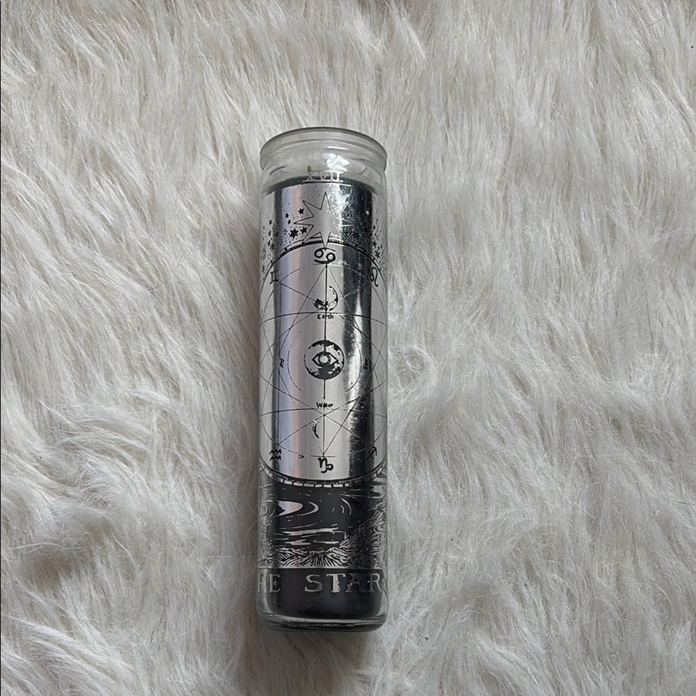 Silver and Black Zodiac Glass Candle